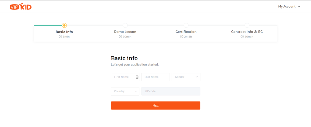 VIPKid teach signup process