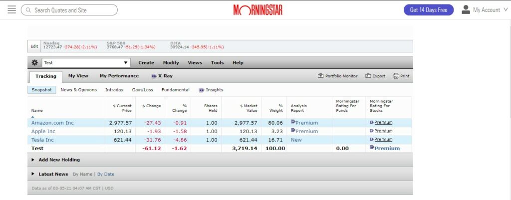 Morningstar Portfolio Manager