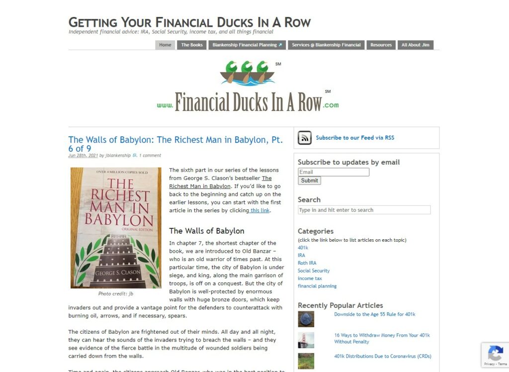 Financial Ducks in a Row