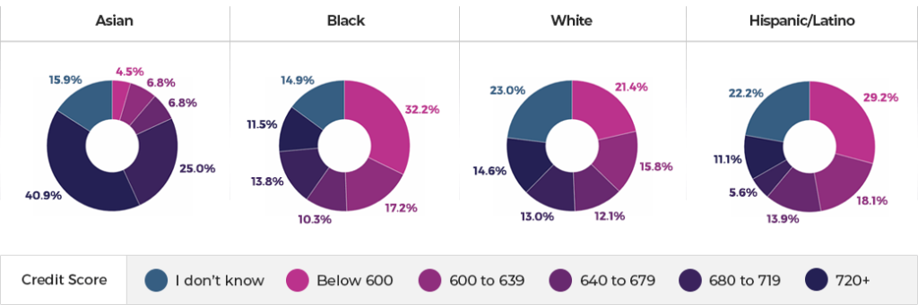 Credit score by ethnicity (US 20-29-year-old)
