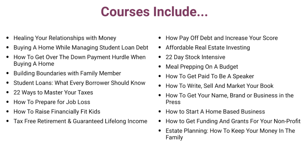 Live Richer Academy course list