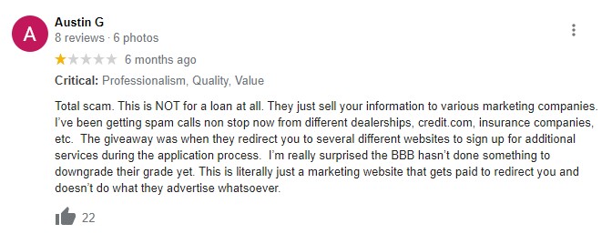 Auto Credit Express negative customer review