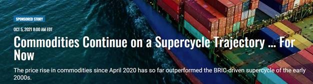 The Street article on the trajectory of commodities