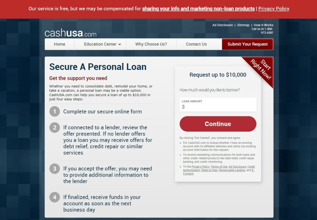 CashUSA.com Home Page