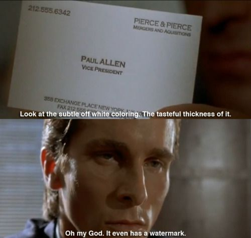 Amercian Psycho business card