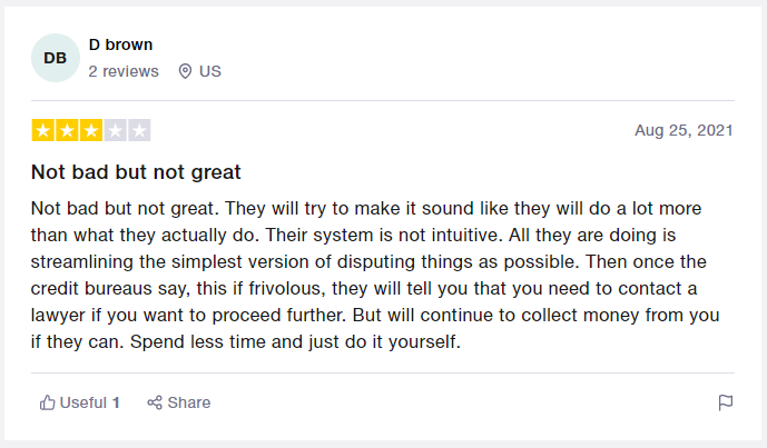 Credit Versio's "not bad but not great" comment on TrustPilot