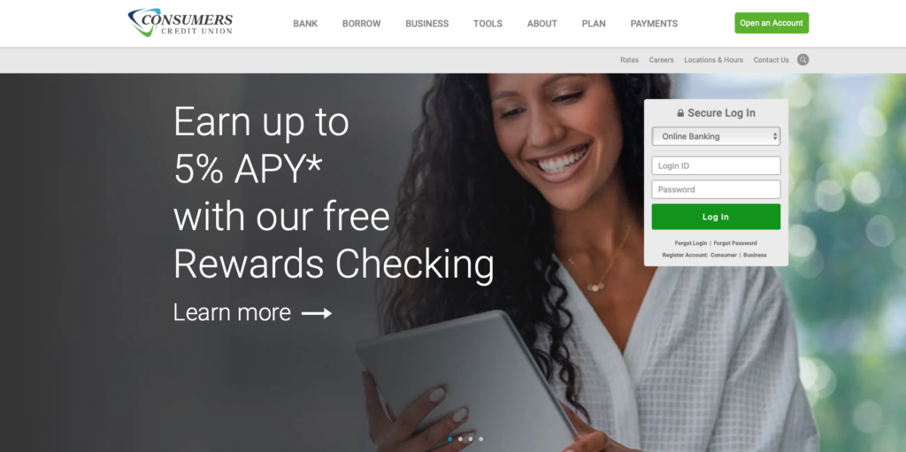 Consumers Credit Union home page