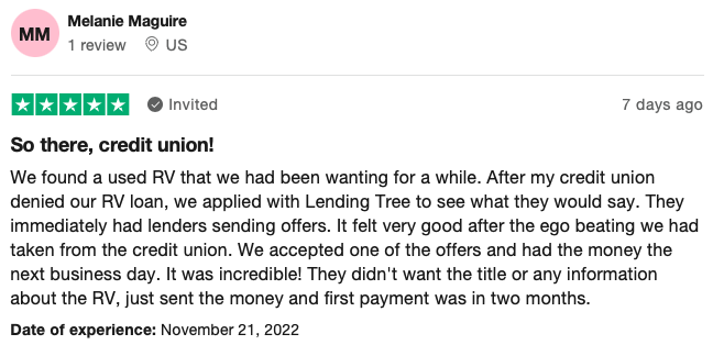 lendingtree auto loan reviews positive customer review