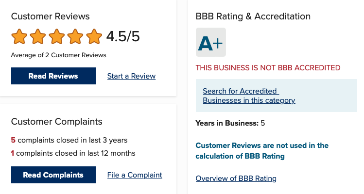 Tradeline Supply Company BBB rating