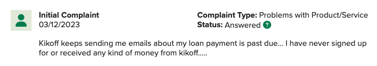 Complaints for Kikoff on Better Business Bureau