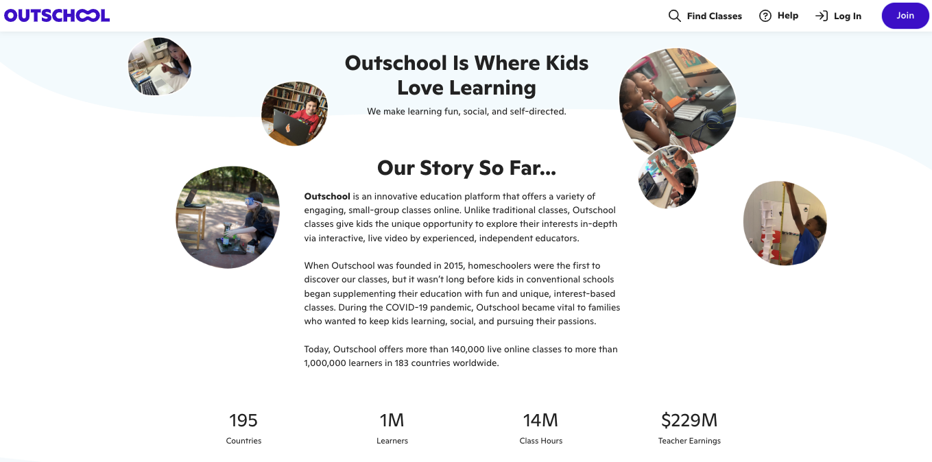 Outschool About page