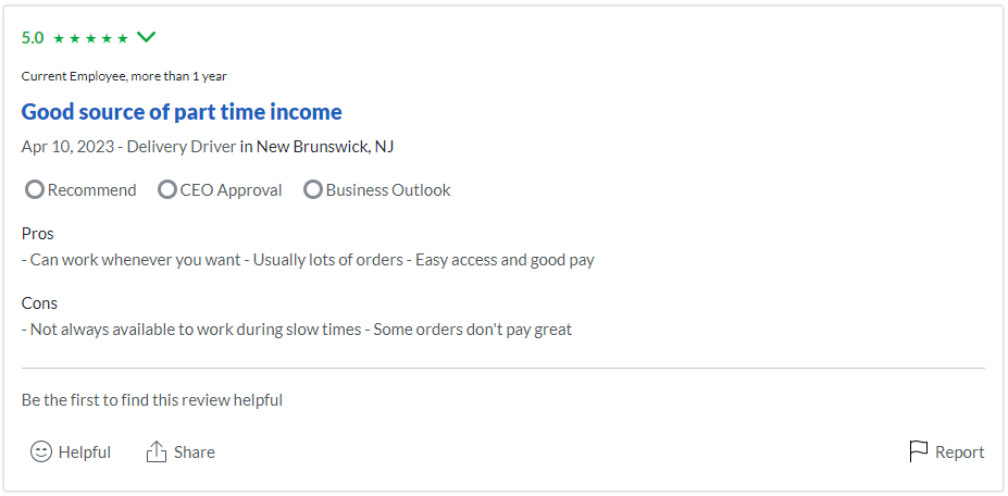 DoorDash review on glassdoor.com