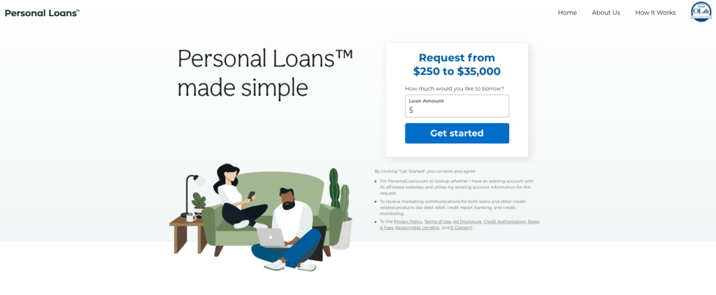 PersonalLoans.com home page