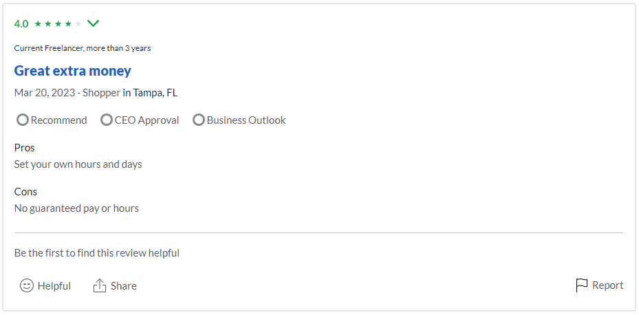 Shipt positive review on glassdoor