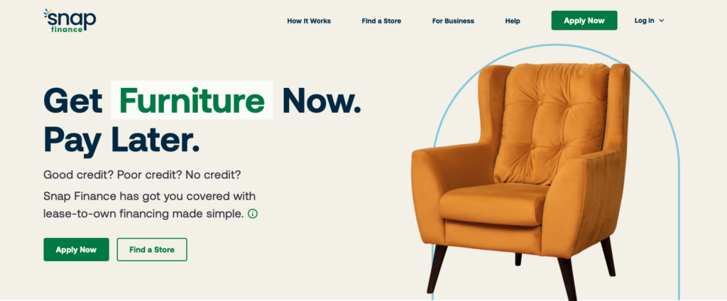 Snap Finance home page