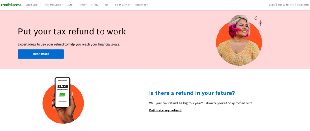 Credit Karma Tax Homepage