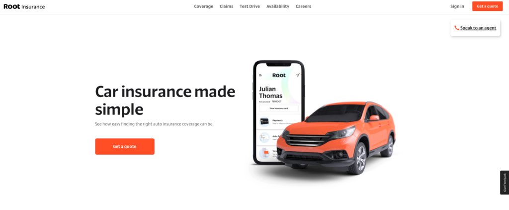 Root Insurance homepage