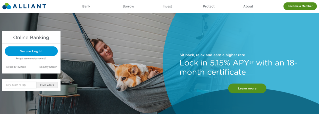 Alliant Credit Union home page