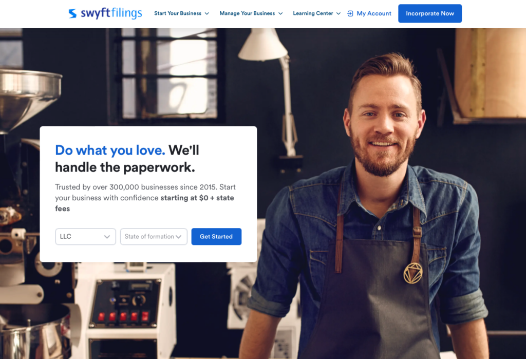 Swyftfilings homepage