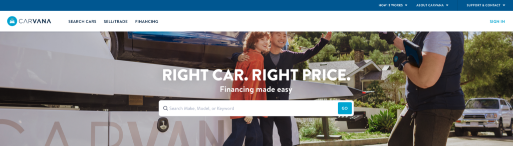 Carvana homepage