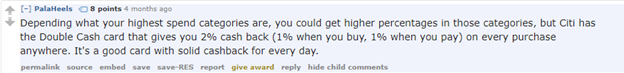 Citi Double Cash Reddit recommendation