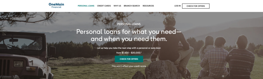 One Main Financial homepage