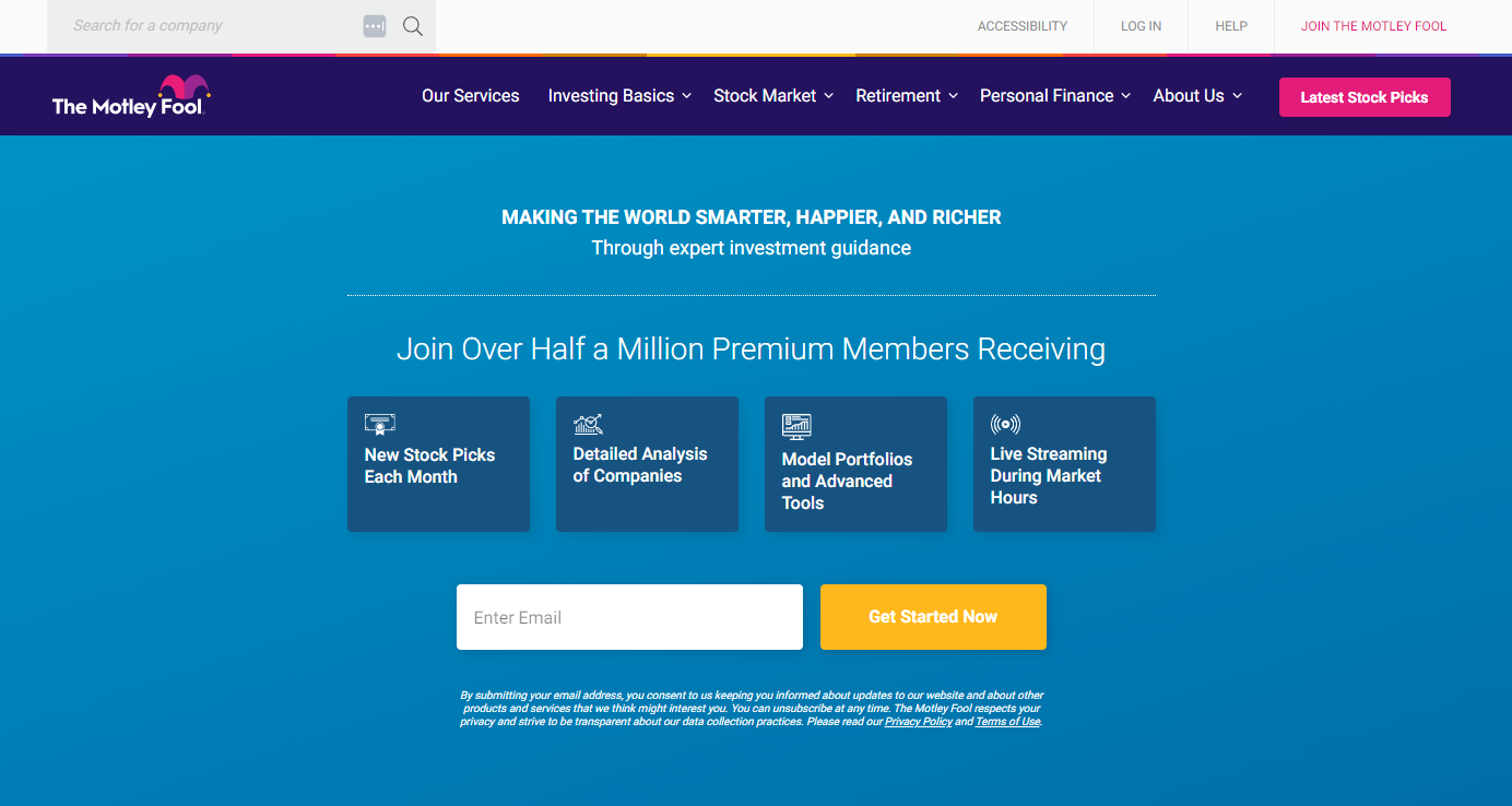 The Motley Fool homepage
