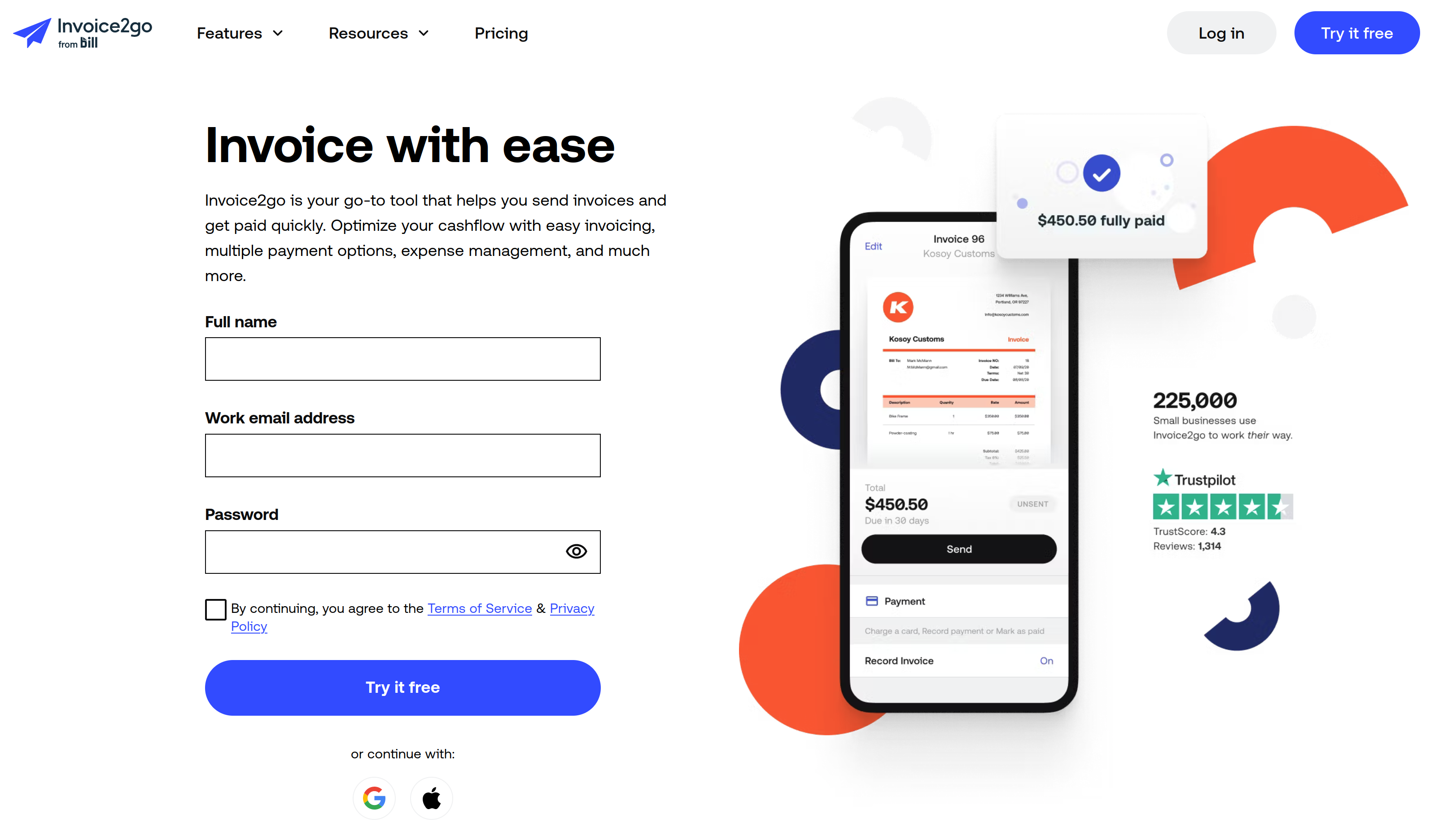 Best Apps for Freelancers: Invoice2Go homepage