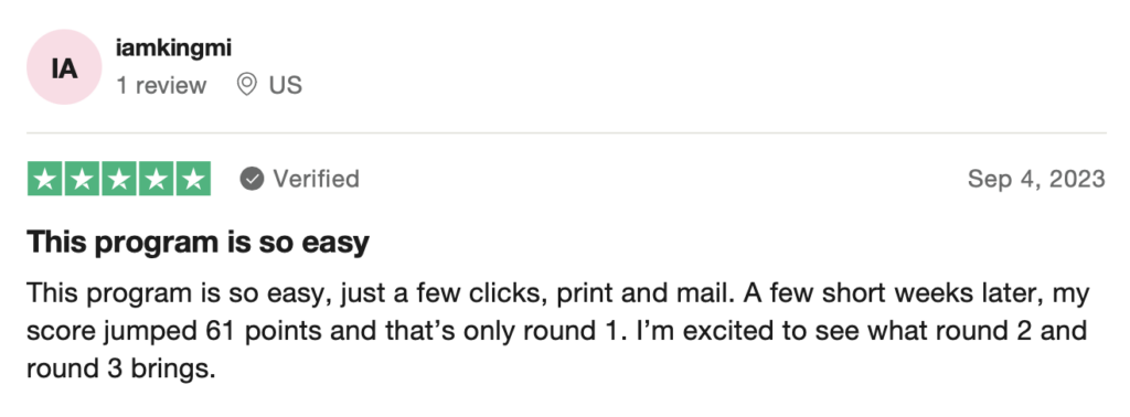 Credit Versio's positive review on TrustPilot