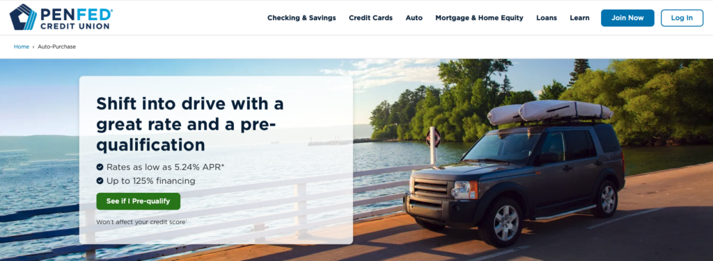 PenFed Auto Loan Page