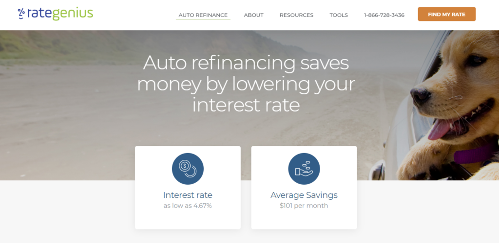 Rate Genius auto refinance page