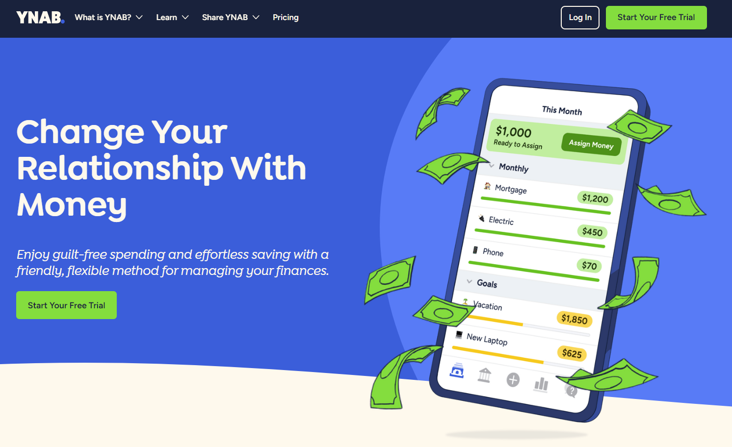 Best Apps for Freelancers: YNAB homepage