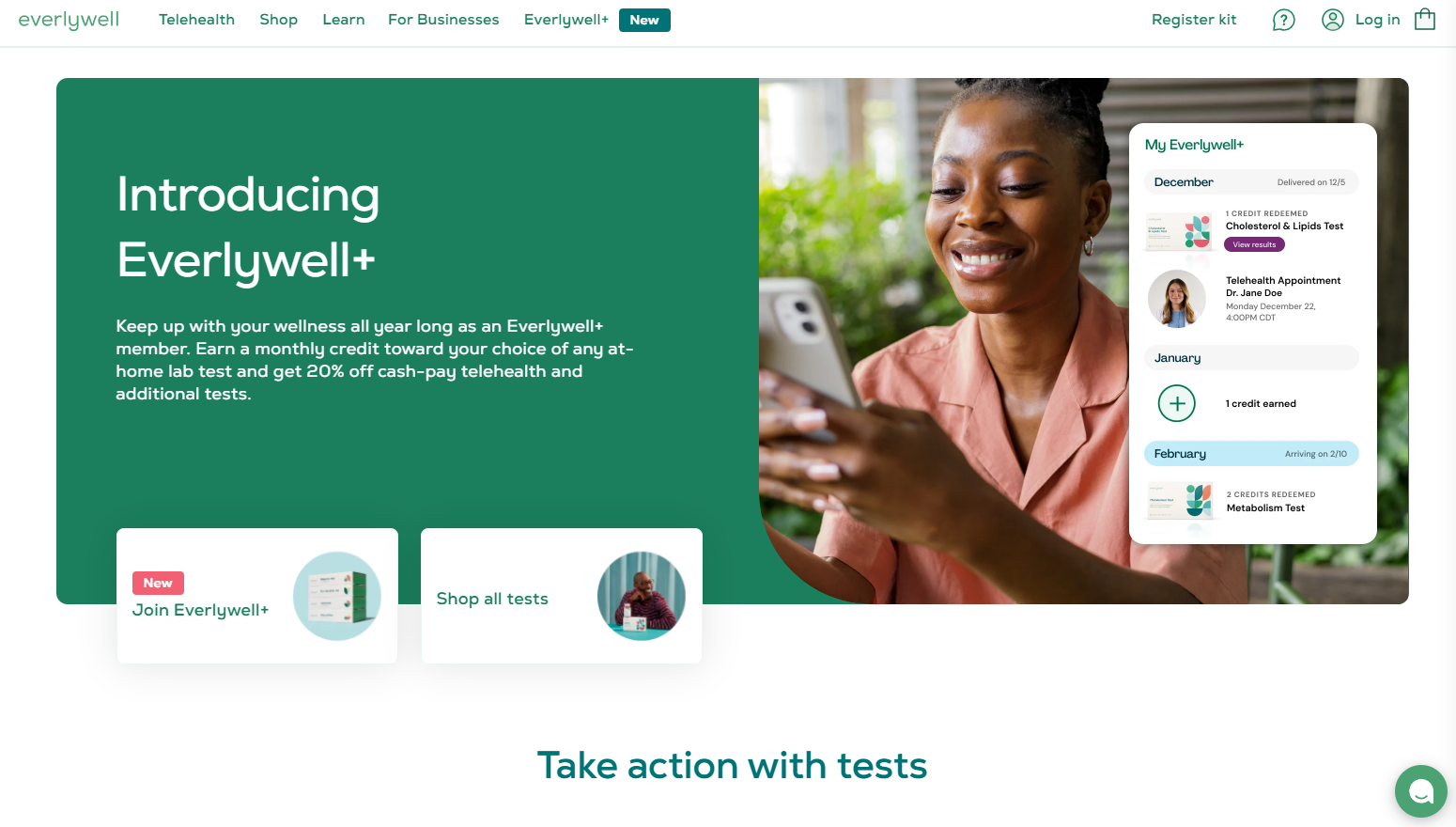Best Shark Tank Products: EverlyWell homepage