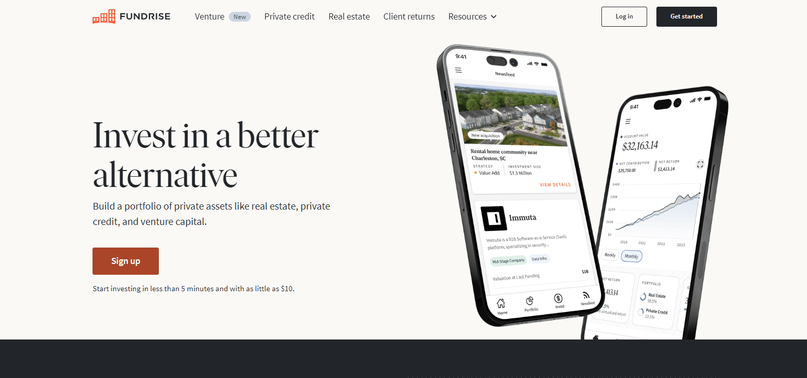 Fundrise review: homepage