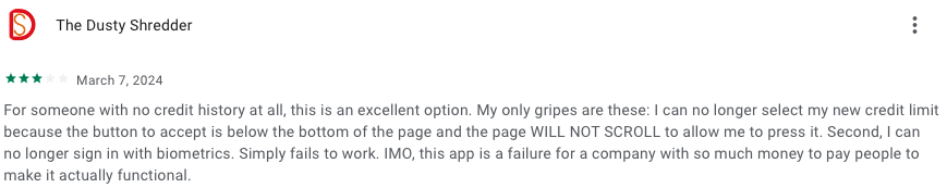 Self Credit Builder Loan 3 star review