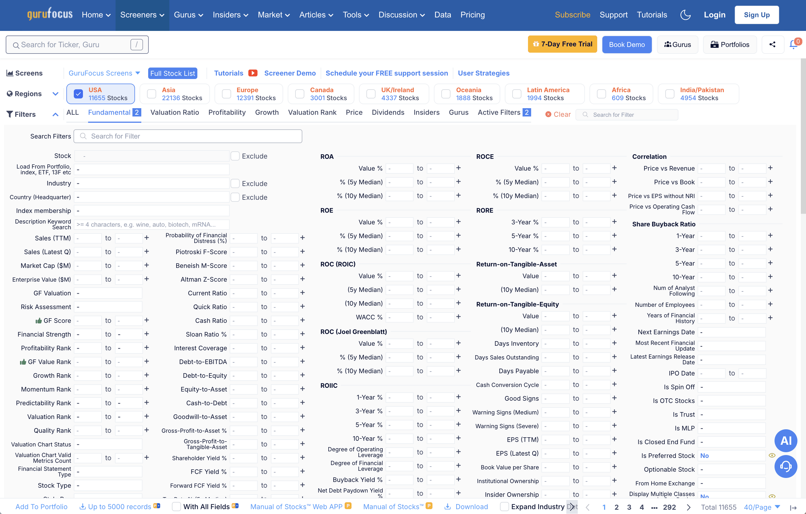 GuruFocus homepage.