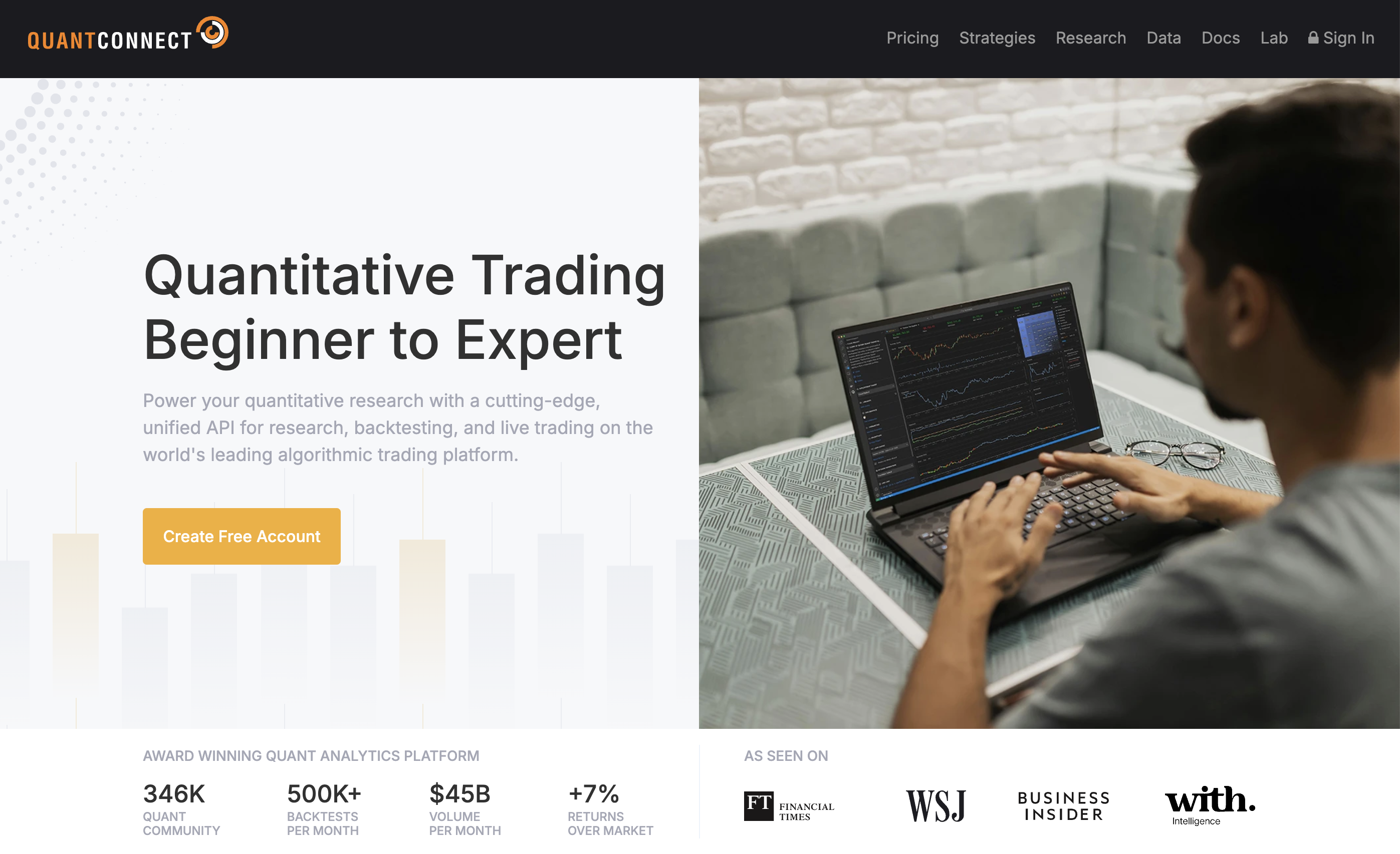 QuantConnect homepage.